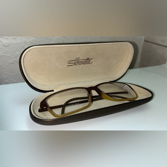SILHOUETTE MEN’S STYLISH BROWN & TAN EYEGLASSES Lightweight Design - Picture 4 of 8